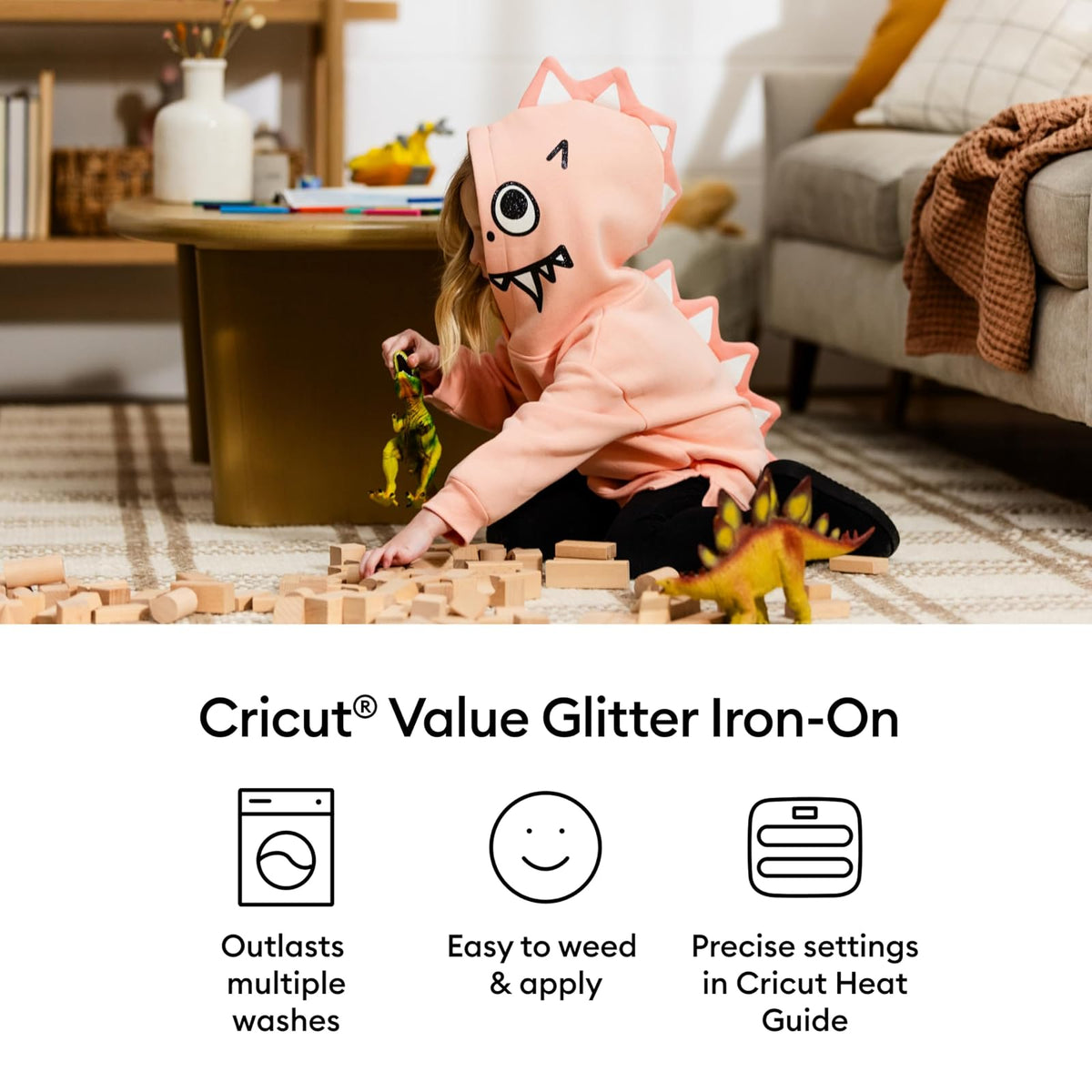 Cricut | Vinilo Termoadhesivo Value con Glitter | Vinilo de transferencia de calor HTV