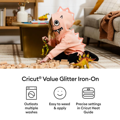 Cricut | Vinilo Termoadhesivo Value con Glitter | Vinilo de transferencia de calor HTV