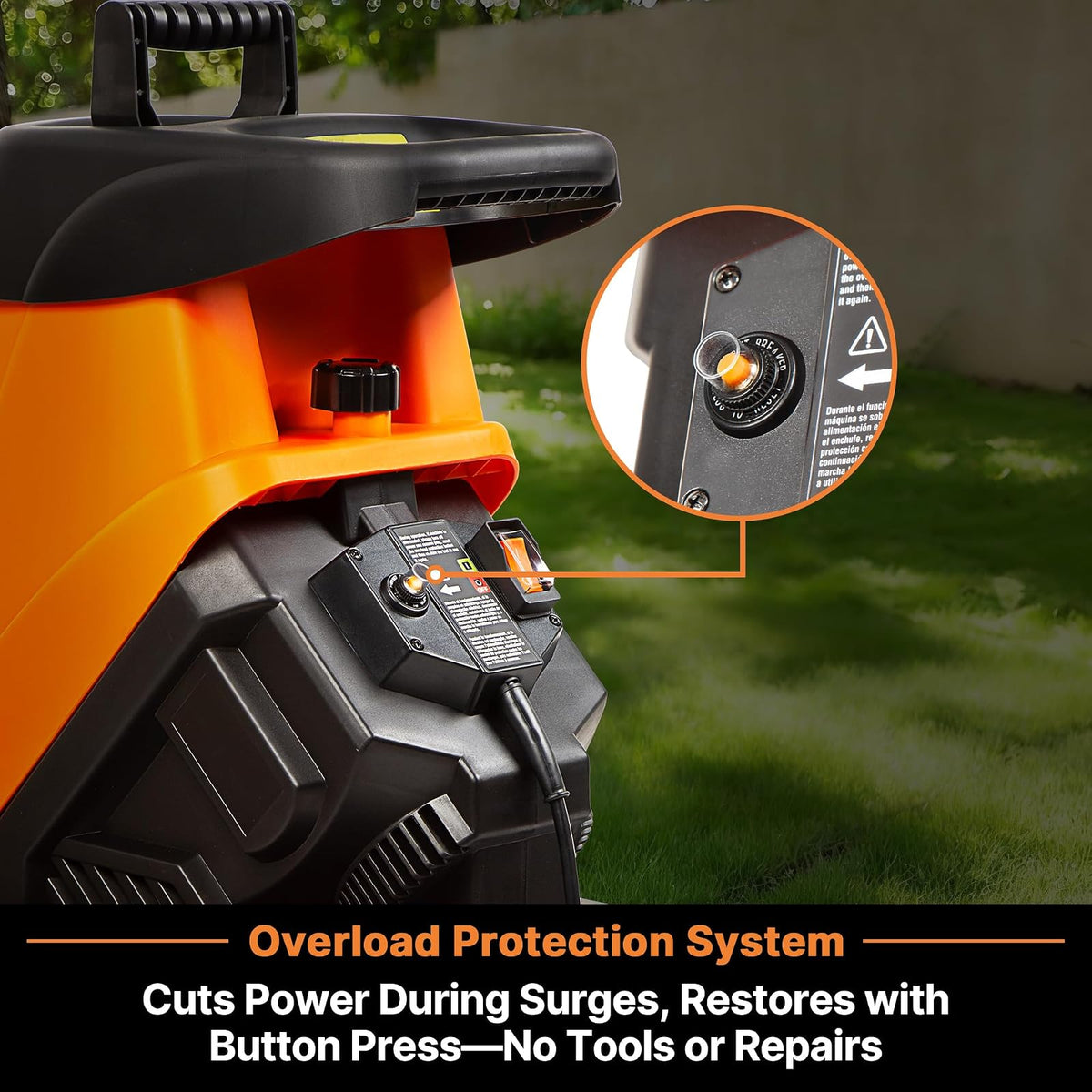 LawnMaster FD1504 - Trituradora eléctrica de madera de 15 amperios con contenedor de colección