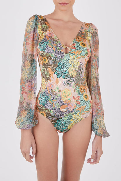 Zingara Clásico Entero Mangas Removibles Passiflora Mujer
