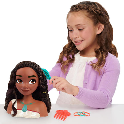 Just Play Cabeza para Peinados Princesa Moana 2 de Disney, 7 Piezas, Juego de simulación, Juguetes para niños a Partir de 3 años