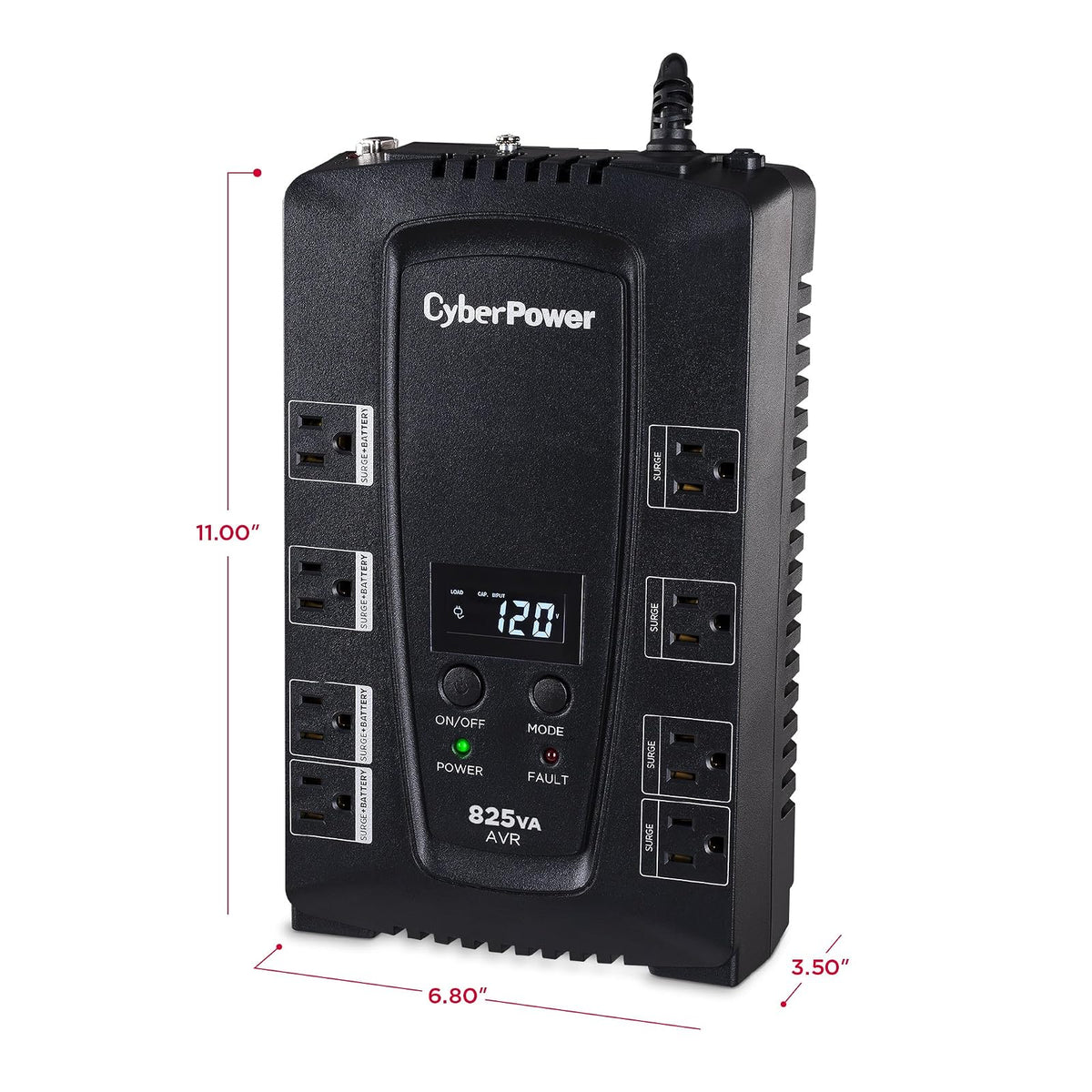 CyberPower CP825AVRLCD Intelligent LCD UPS 825VA 450W AVR Compact