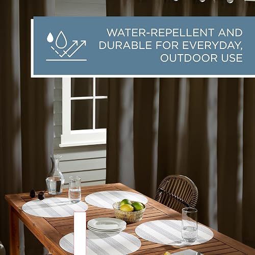 Exclusive Home Indoor/Outdoor Solid Cabana Grommet Top Curtain Panel Pair, Chocolate, 54x96, 2 Piece