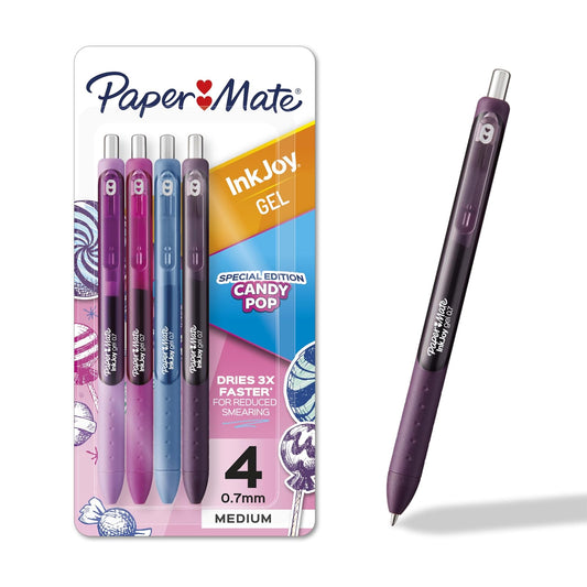 Paper Mate InkJoy - Bolígrafos de gel de colores dulces (0,7 mm), punta retráctil, 4 unidades