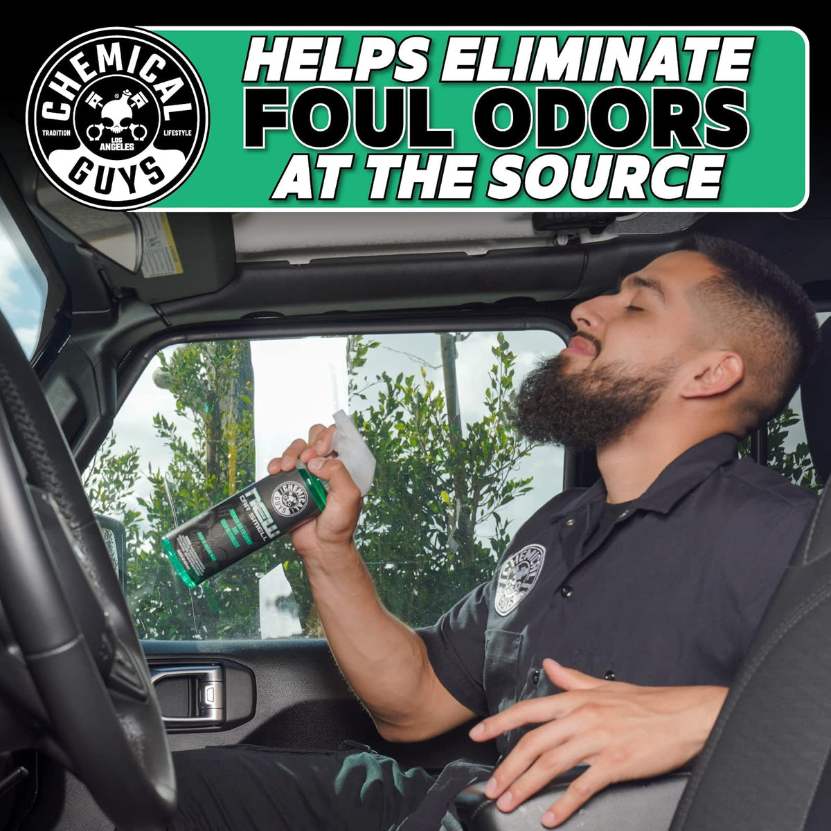 Chemical Guys New Car Smell Ambientador y Eliminador de Olores Premium, Aroma Duradero, Ideal para Automóviles, Camiones, Todoterrenos, Autocaravanas y Más, 2 x 473 ml