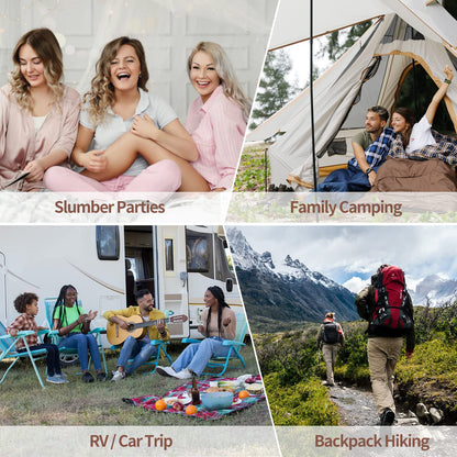 KingCamp Saco de Dormir para Adultos, Clima Frío y Cálido, XL Extra Grande, Acolchado de Franela, Impermeable y Portátil, Incluye Saco de Compresión, Ideal para Camping