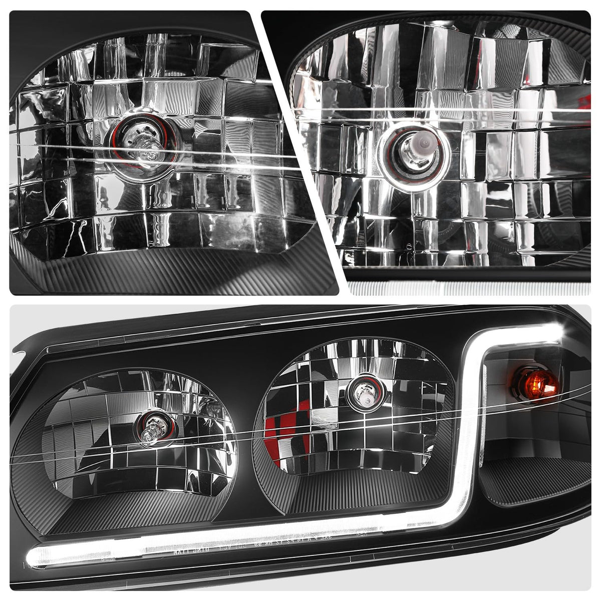 DNA Motoring Faros Delanteros LED DRL Negro Ámbar HL-LB-CI00-BK-AM para Impala 00-05
