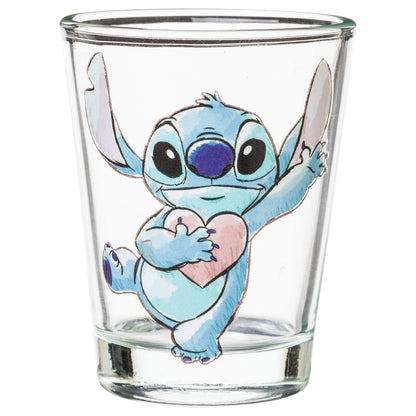 Silver Buffalo Disney Lilo and Stitch Poses con fruta, helado y corazón, paquete de 4 mini vasos, 1.5 onzas