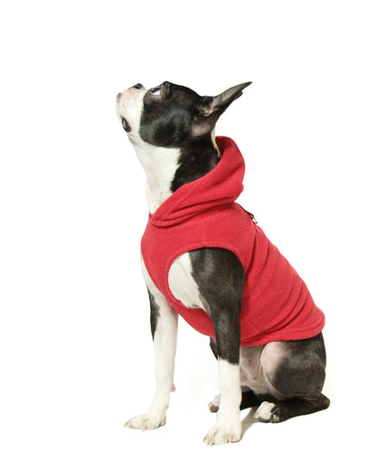 Gooby Every Day Chaleco Polar con Capucha para Perro Pequeño - 1 - Rojo - Large (Pack of 1)