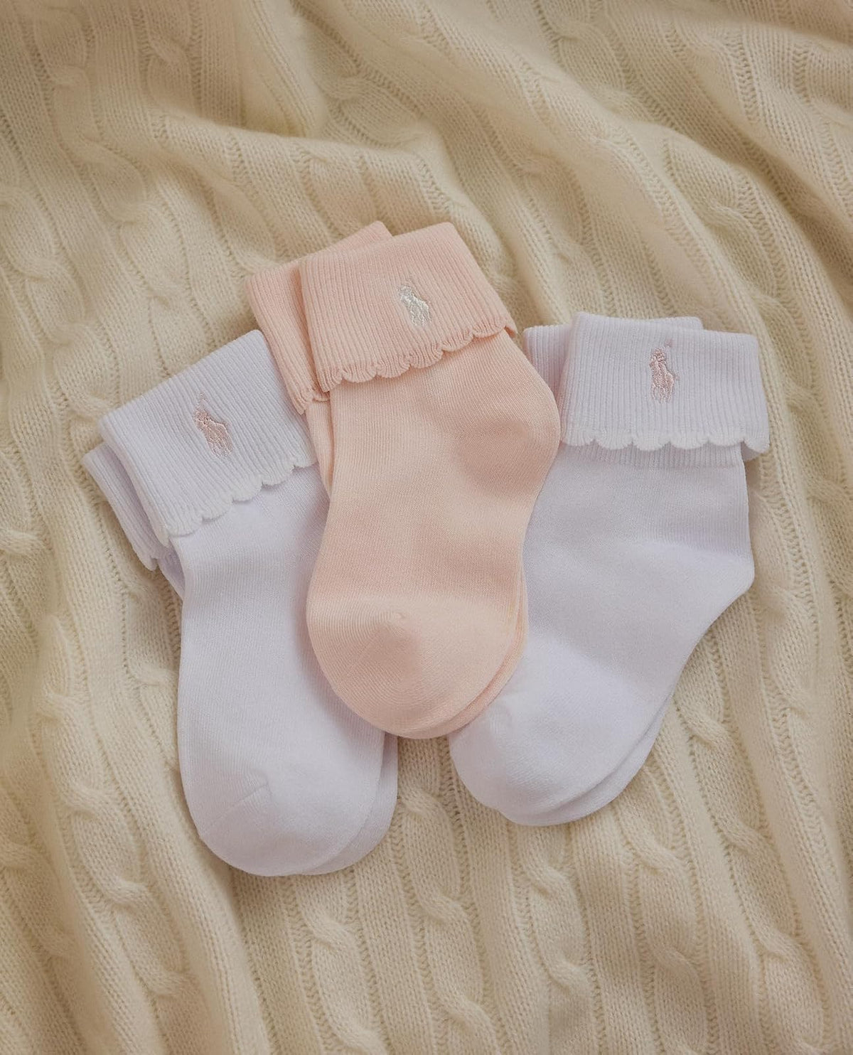 POLO RALPH LAUREN Baby Scallop Turncuff Sock Calcetín para bebé festoneado bebés niñas