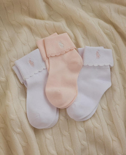 POLO RALPH LAUREN Baby Scallop Turncuff Sock Calcetín para bebé festoneado bebés niñas