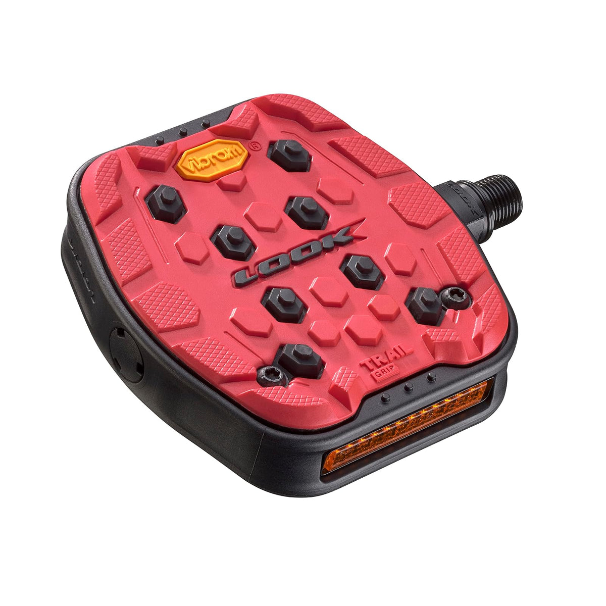 Look Cycle - Geo Trail Grip Bicycle Pedals - Flat Pedals - Reliability, Comfort and Durability - Slip-Proof Safety - Innovative Activ Grip Rubber - High-Performance MTB Bike Pedal - Rojo