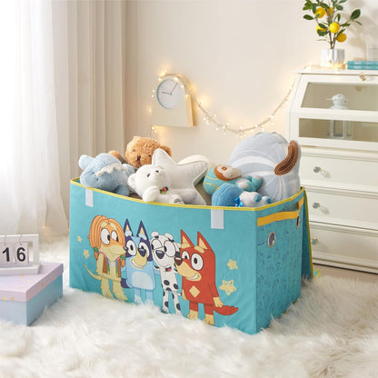 Idea Nuova Bluey - Baúl de almacenamiento plegable de tela duradera con tapa suave, 28.5 x 14.5 x 16 pulgadas, organizador de habitación para niños