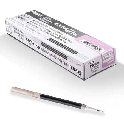 Pentel - Tinta de repuesto para bolígrafo de gel EnerGel, punta de metal de 0,7 mm, mediano, tinta lila, paquete de 12 (LR7-V3)