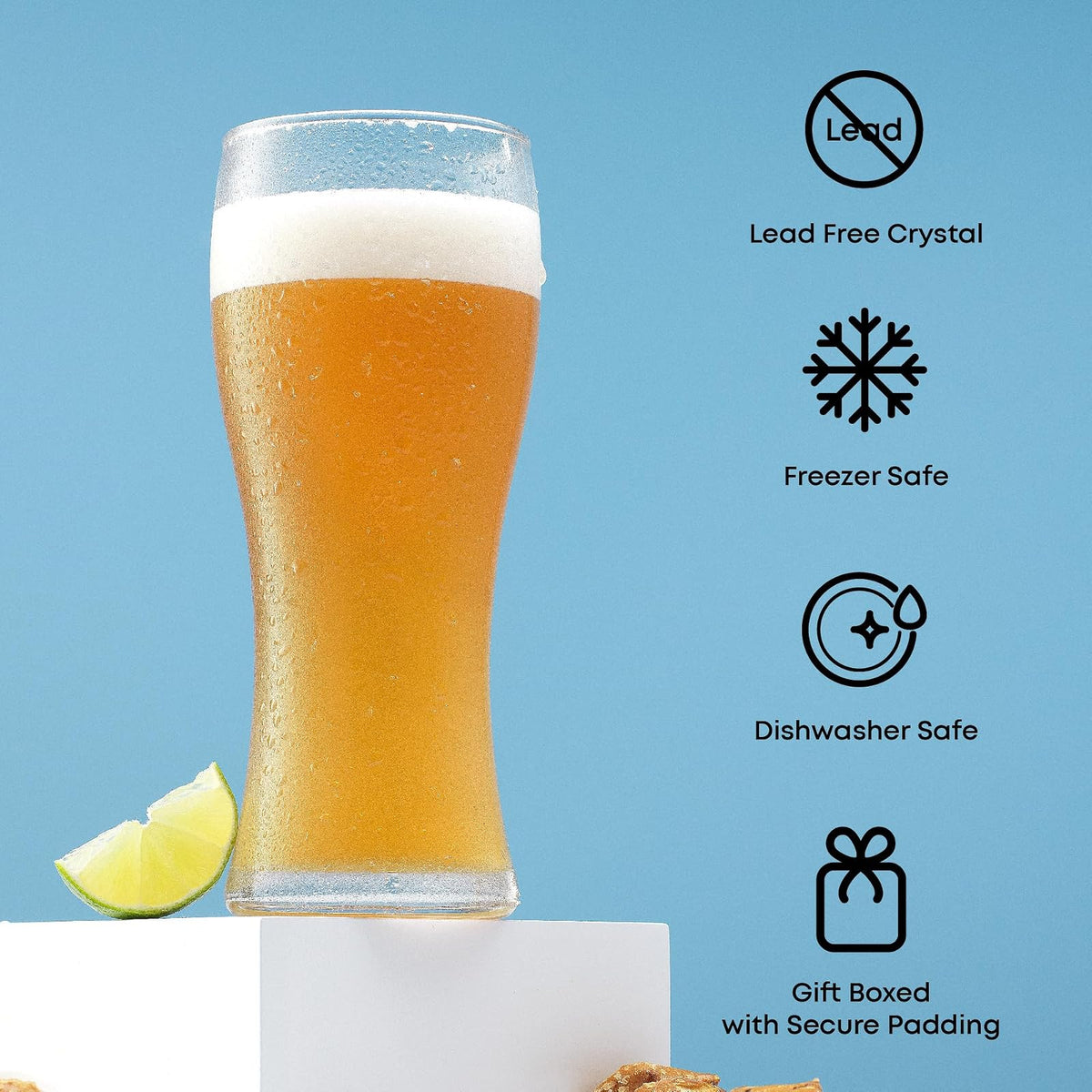 JoyJolt Callen Juego de 4 Vasos de Cerveza 439 ml