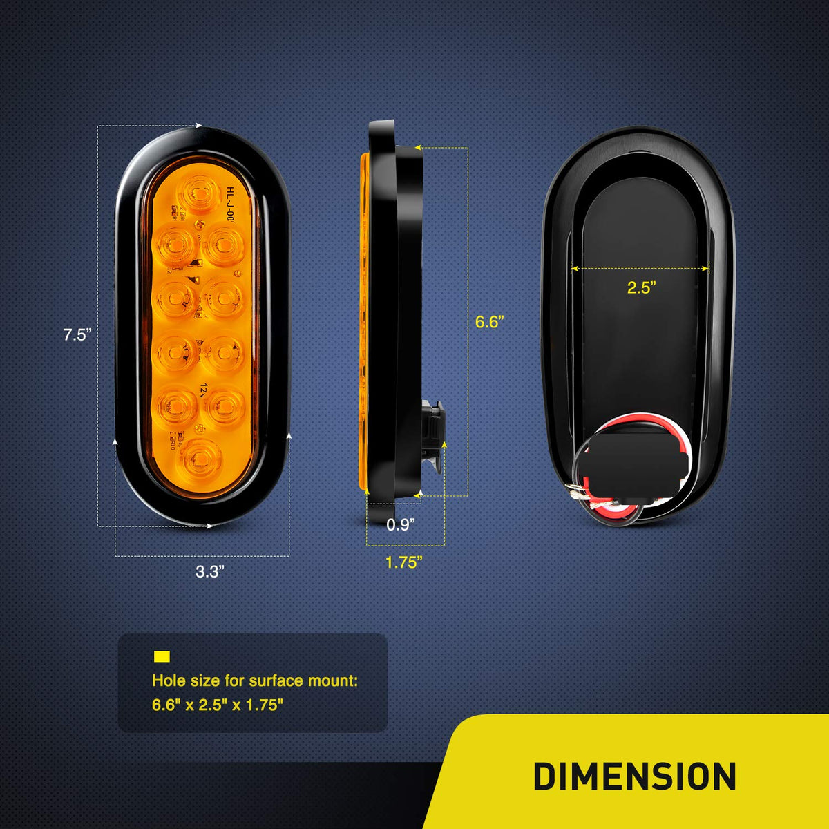 Nilight Luces Traseras LED Ovaladas 6" Señales de Giro IP67 para Remolque Camión TL-08, Ámbar, 2 Unidades