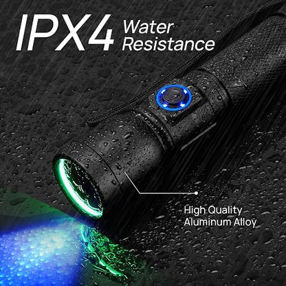 Consciot - Linterna UV con luz negra, recargable con USB-C, 365 nm, luz ultravioleta LED, lámpara de madera portátil para detección de orina de mascotas, manchas secas, chinches de cama, resina de
