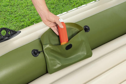 Hydro-Force 9'8" x 54" Voyager X3 Inflatable Raft Set | Fits Up to 3 Adults | Includes Boat, Aluminum Oars, Hand Pump, Gear Pouch, Carry Bag, Repair Patch Kit