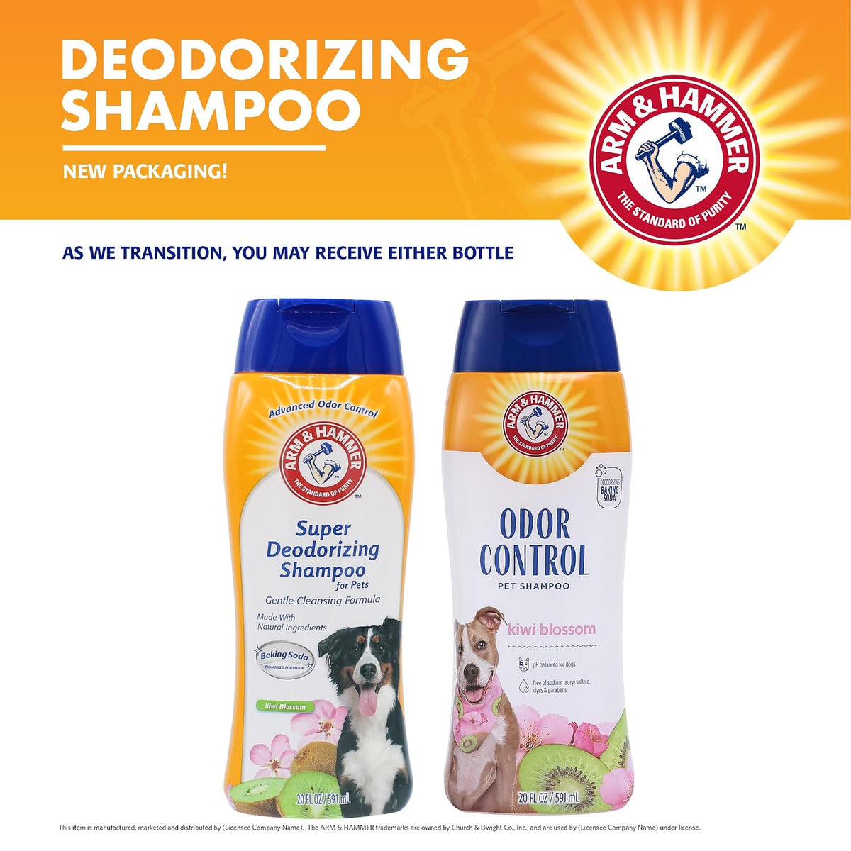 Arm & Hammer for Pets Super Deodorizing Shampoo for Dogs | Best Odor Eliminating Dog Shampoo | Great for All Dogs & Puppies, Fresh Kiwi Blossom Scent, 20 oz, 2-Pack