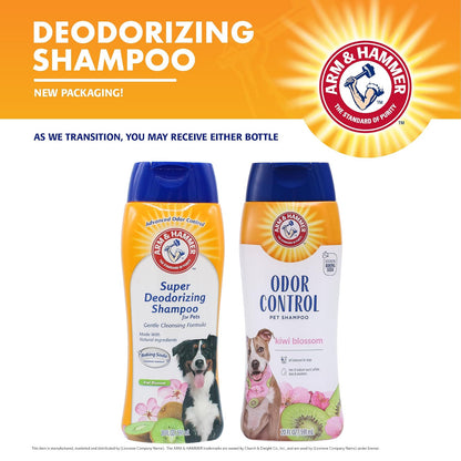 Arm & Hammer for Pets Super Deodorizing Shampoo for Dogs | Best Odor Eliminating Dog Shampoo | Great for All Dogs & Puppies, Fresh Kiwi Blossom Scent, 20 oz, 2-Pack