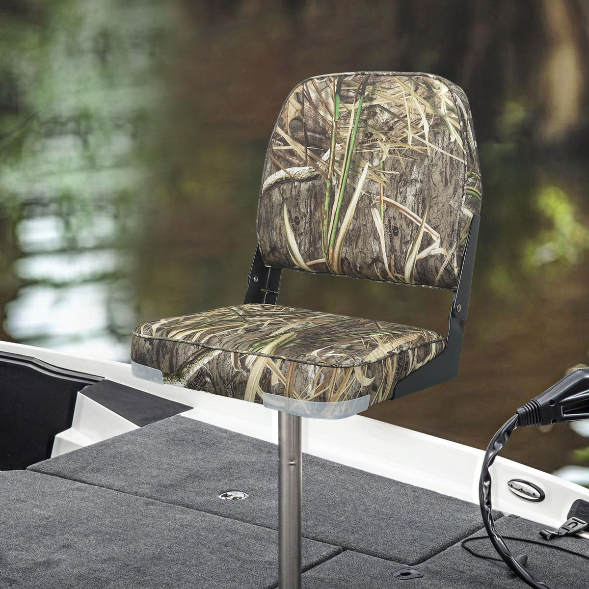 Ergoseat Asiento Plegable Acolchado para Barco con Respaldo Bajo | Plegable plano para almacenamiento, vinilo marino, resistente a los rayos UV y desgarros, bisagras de aluminio