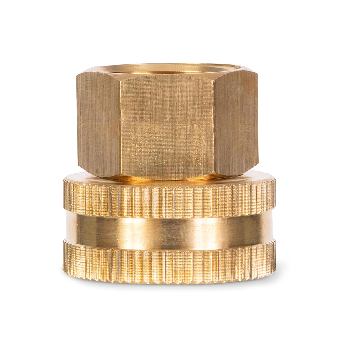 Gilmour Pro - Conector de Manguera Doble Hembra de latón, Conector de Manguera giratoria, tamaño de Rosca NPT (F) a 3/4 Pulgadas NH (F)