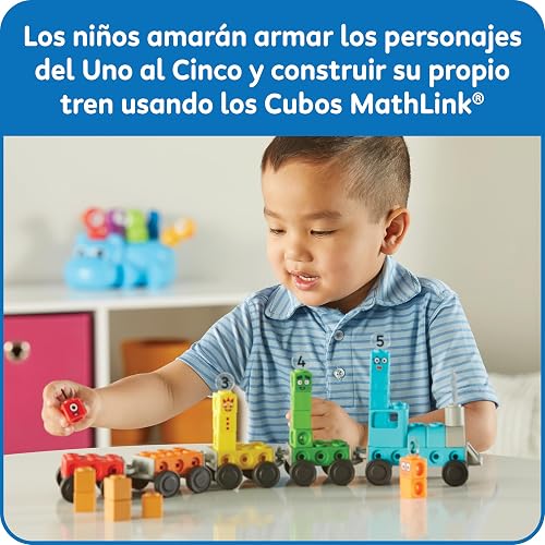 hand2mind Numberblocks Express Train MathLink Cubes Activity Set, Actividades de Aprendizaje Preescolar, Juguete de Tren, Bloques de Conteo, Juguetes Numéricos, Manipuladores Matemáticos