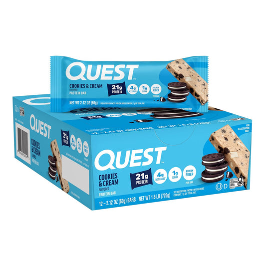 Quest Nutrition - QuestBar, barra de proteínas para galletas y crema, 1 g