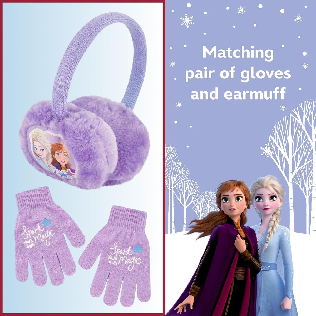 Disney Girls - Juego de gorro de invierno, orejeras y guantes para niños, Frozen para edades de 4 a 7 años