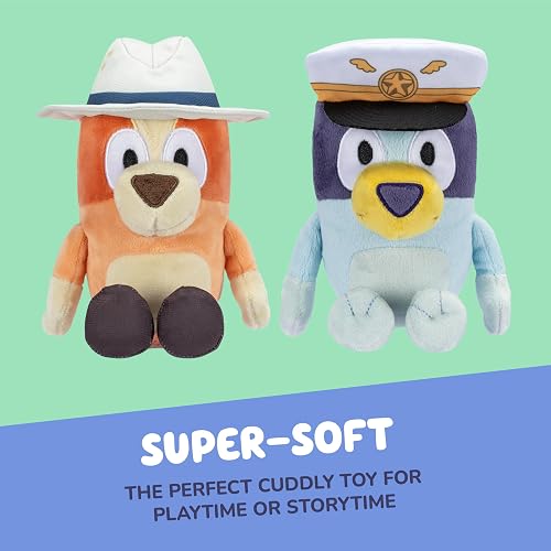 Bluey - Paquete de 2 Animales de Peluche de 16 a 23 Pulgadas, Juguetes de Peluche Suaves, capitán y Festivos, Animales de Peluche para niños a Partir de 3 años