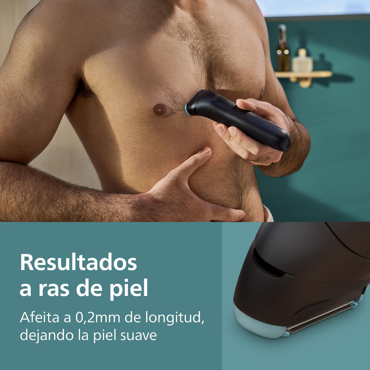 Philips Bodygroom series 5000, Afeitadora corporal, íntimo y delicado con la piel,Sistema de afeitado Triple Protect, Accesorio para la espalda, Peines recortadores de 2, 3 y 5 mm, negro BG5480/15