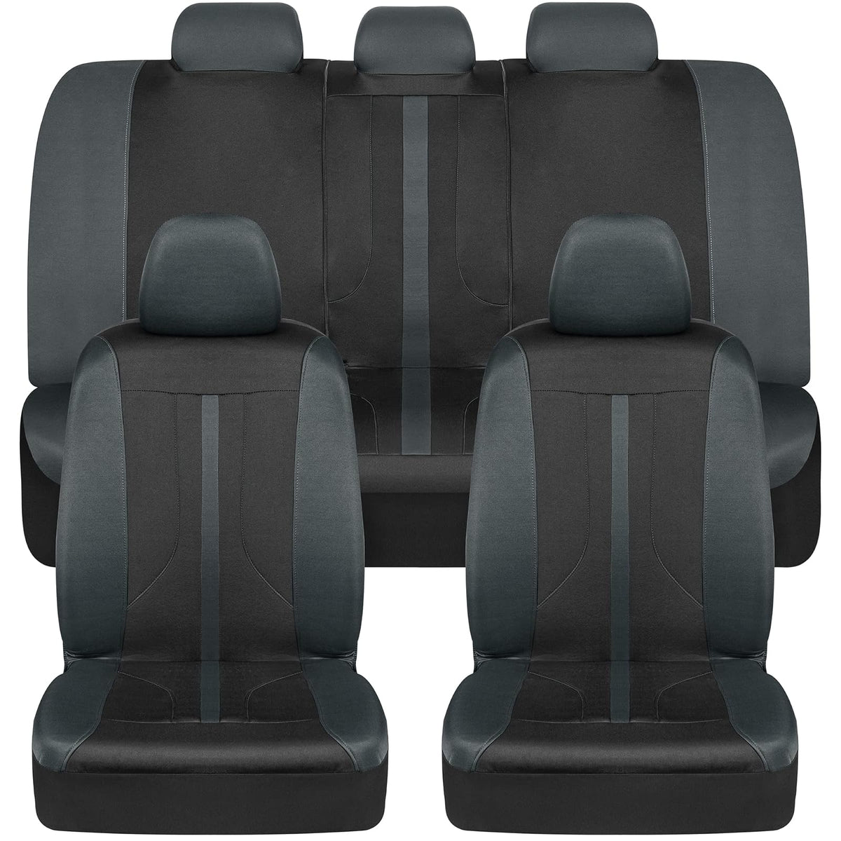 Motor Trend OmniFit MTSC-359 Fundas de Asiento Juego Completo para Camioneta/Van/SUV, Gris/Negro