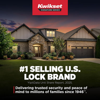 Kwikset Midtown - Cerradura de cerrojo para puerta de entrada frontal con llave, color negro mate, con seguridad SmartKey Rekey resistente a la selección, tornillo muerto de un solo cilindro, con