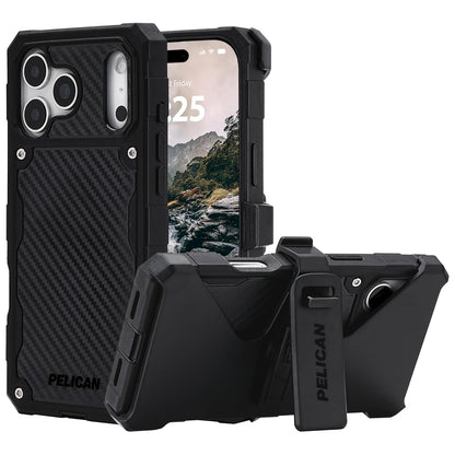 Pelican Voyager Funda para iPhone 17 Pro Max, Compatible con MagSafe, Resistente a Caídas de 25 Pies - Carbono