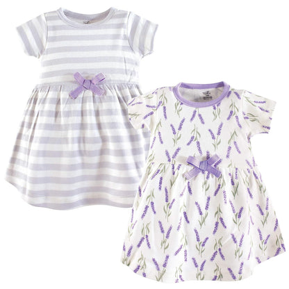 Touched by Nature Paquete de 2 Vestidos de Algodón Orgánico para Niña - 12-18 Meses - Manga corta Lavanda para bebé