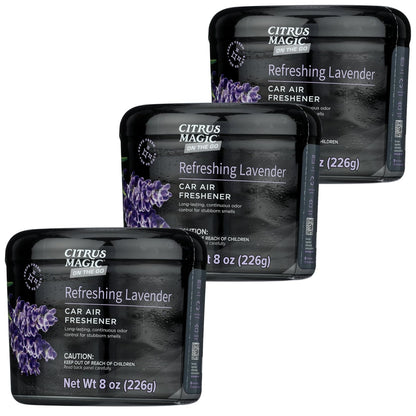 Citrus Magic On The Go Ambientador sólido Absorbente de olores, Lavanda refrescante, 8 onzas, Paquete de 3