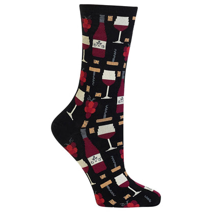 Hot Sox calcetines crew de novedad para mujer - 4-10 - Vino (negro)