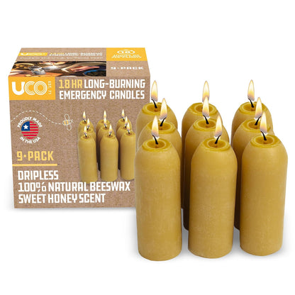 UCO Velas de Cera de Abeja para Linterna, 12 a 15 Horas - Paquete de 9