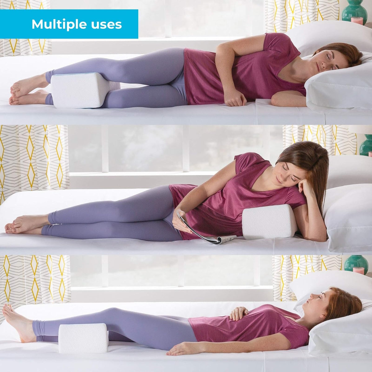 Linenspa - Almohada Ortopédica para Rodillas y Piernas de Memory Foam - Alivia Dolores y Mejora el Descanso