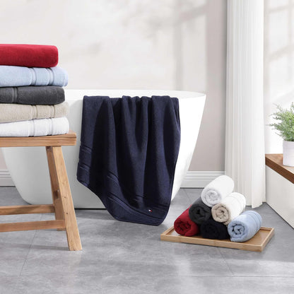 Tommy Hilfiger - Toallas de baño, Material súper Suaves y absorbentes de Alta Calidad con Cero Giro, Certificado Oeko-Tex (Harborside Solid Navy, Paquete de 6)