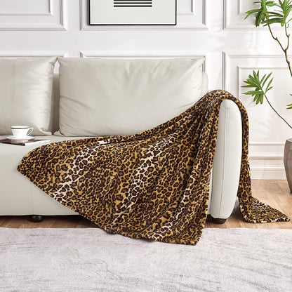 Edenleaf - Manta de forro polar con estampado de leopardo para cama, sofá, viajes y camping, manta de felpa súper suave y acogedora con estampado de guepardo para todas las estaciones, 50 x 60
