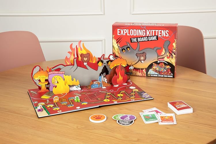 Exploding Kittens Juego de Mesa de Carrera, Juego de Tablero para 6 Jugadores