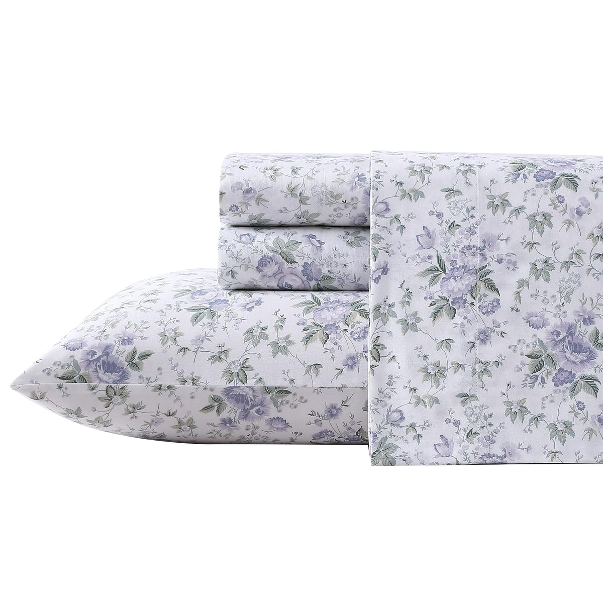Laura Ashley Juego de Sábanas de Satén Algodón 300 Hilos - Queen - Rena Teal