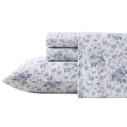 Laura Ashley Juego de Sábanas de Satén Algodón 300 Hilos - Queen - Rena Teal