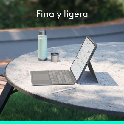 Logitech Combo Touch, Funda con Teclado, iPad Air 13 Pulgadas (M2)(2024) - Teclado retroiluminado extraíble con Soporte abatible, Escritura cómoda, Modo Multiuso - Oxford Grey