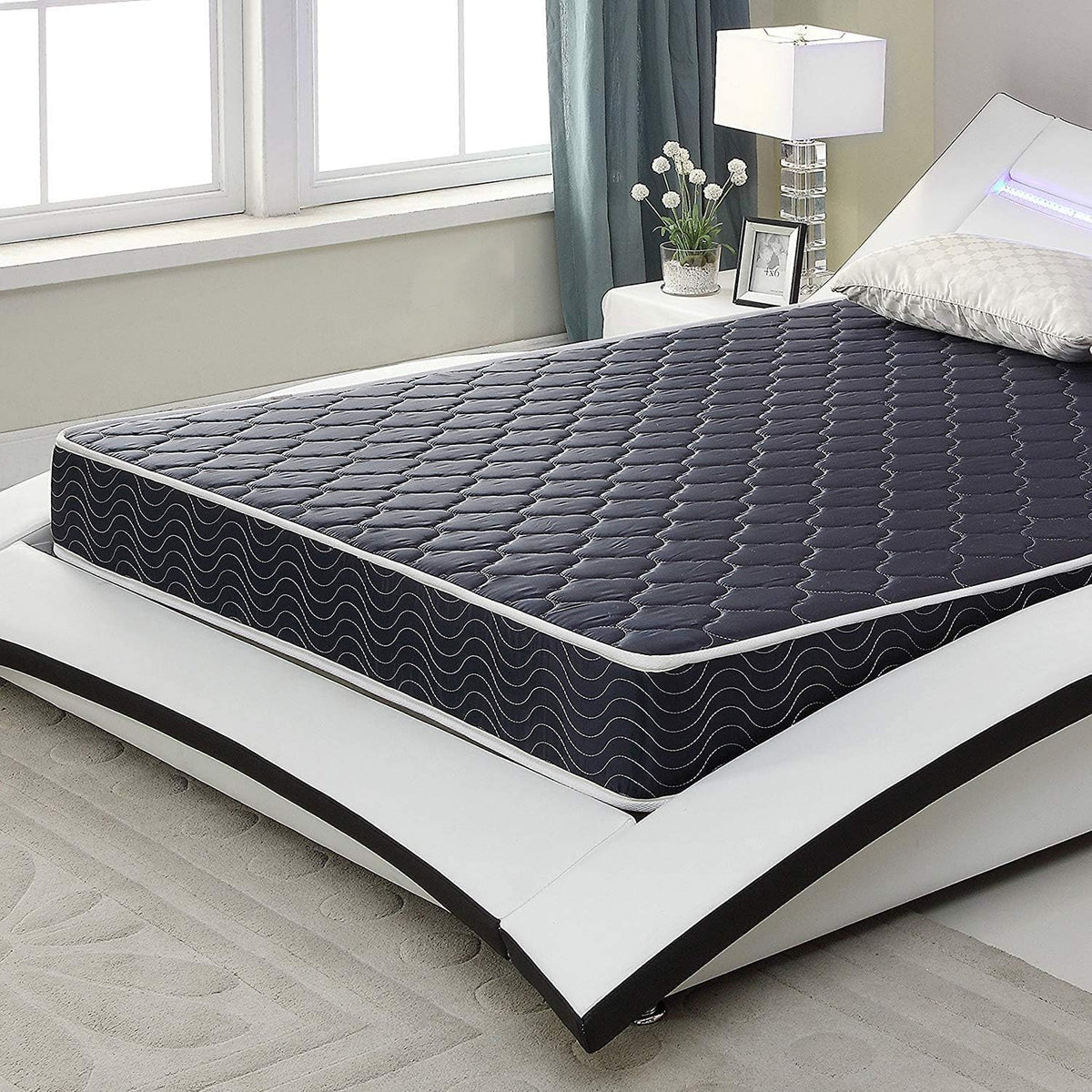 AC Pacific Colchón de Espuma de Alta Densidad Resistente al Agua de 6 Pulgadas, Fabricado en Estados Unidos con Elegante Tela Transpirable Acolchada con Diamantes, distribuye el Peso uniformemente,