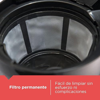 Black+Decker Cafetera Programable 12 Tazas con Filtro Permanente, CM1110B | Panel digital para programar la hora de tu café con sistema de goteo Vortex y jarra de vidrio