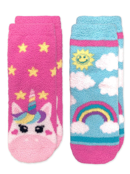 Jefferies Socks Slipper Socks Jefferies Socks - Calcetines de unicornio y arco iris coloridos para niña, paquete de 2, multicolor, XS Niñas