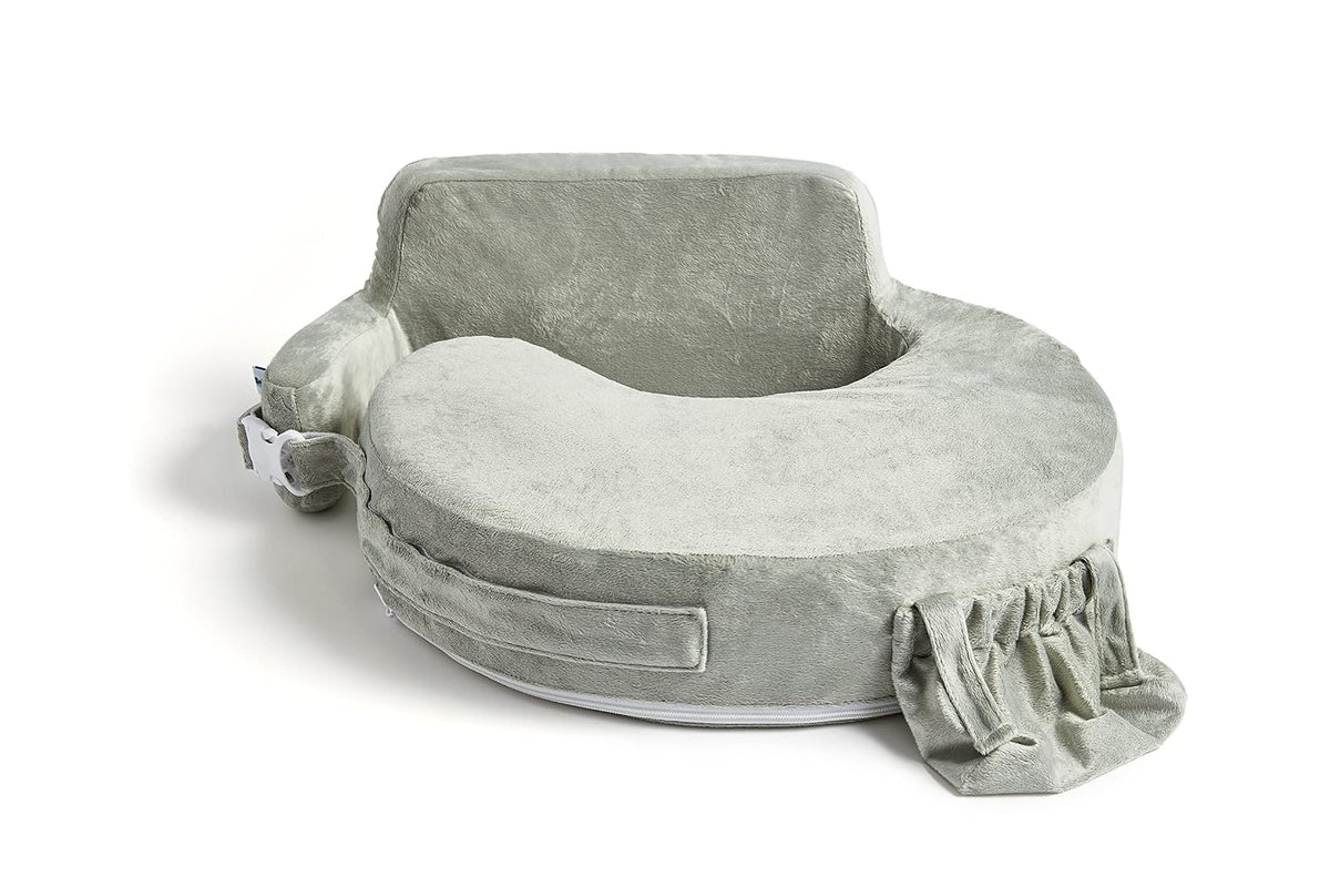 My Brest Friend Super Deluxe Almohada de lactancia - Platino | Almohada ergonómica para lactancia materna para el máximo apoyo ajustable para mamá y bebé, respaldo mejorado con práctico
