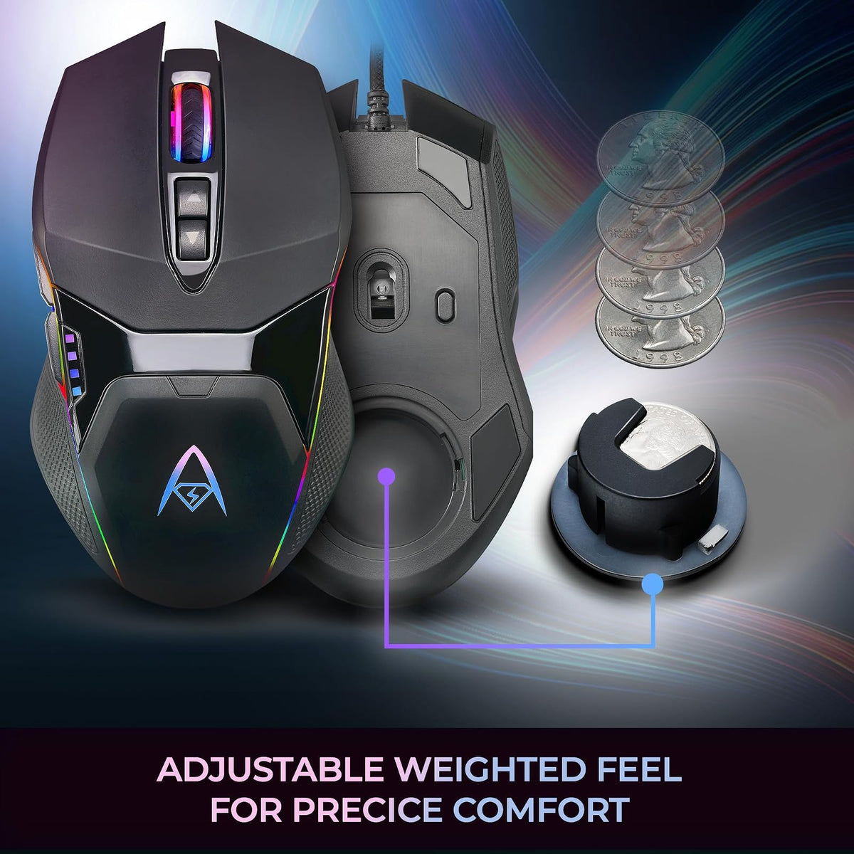 Adesso iMouse X5 RGB - Ratón óptico para Juegos (6400 dpi), diseño con iluminación RGB